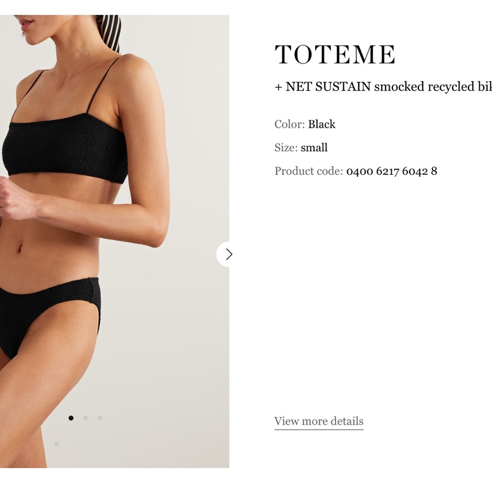 Toteme Black Smocked Recycled Bikini